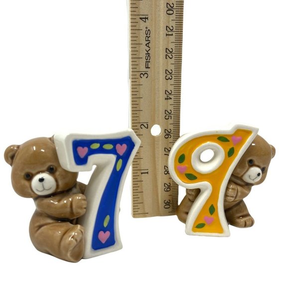 Vintage Norcrest Japan Teddy Bear Birthday Set Cake Topper Porcelain Figurine - Picture 4 of 7